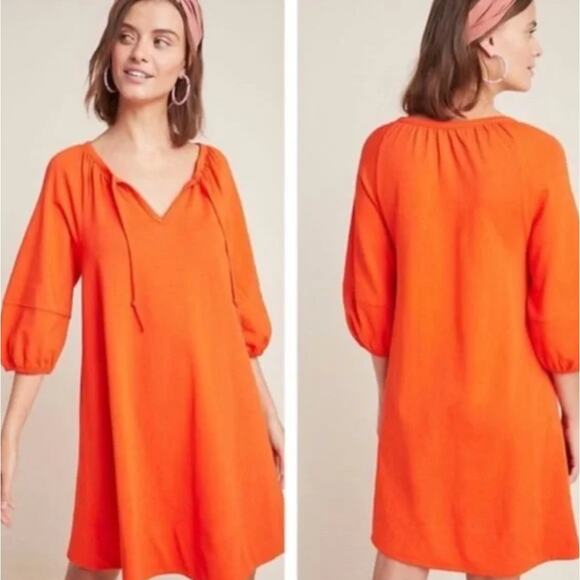 ANTHROPOLOGIE Anais Tunic Dress Persimmon Orange {3N48} - Picture 2 of 2